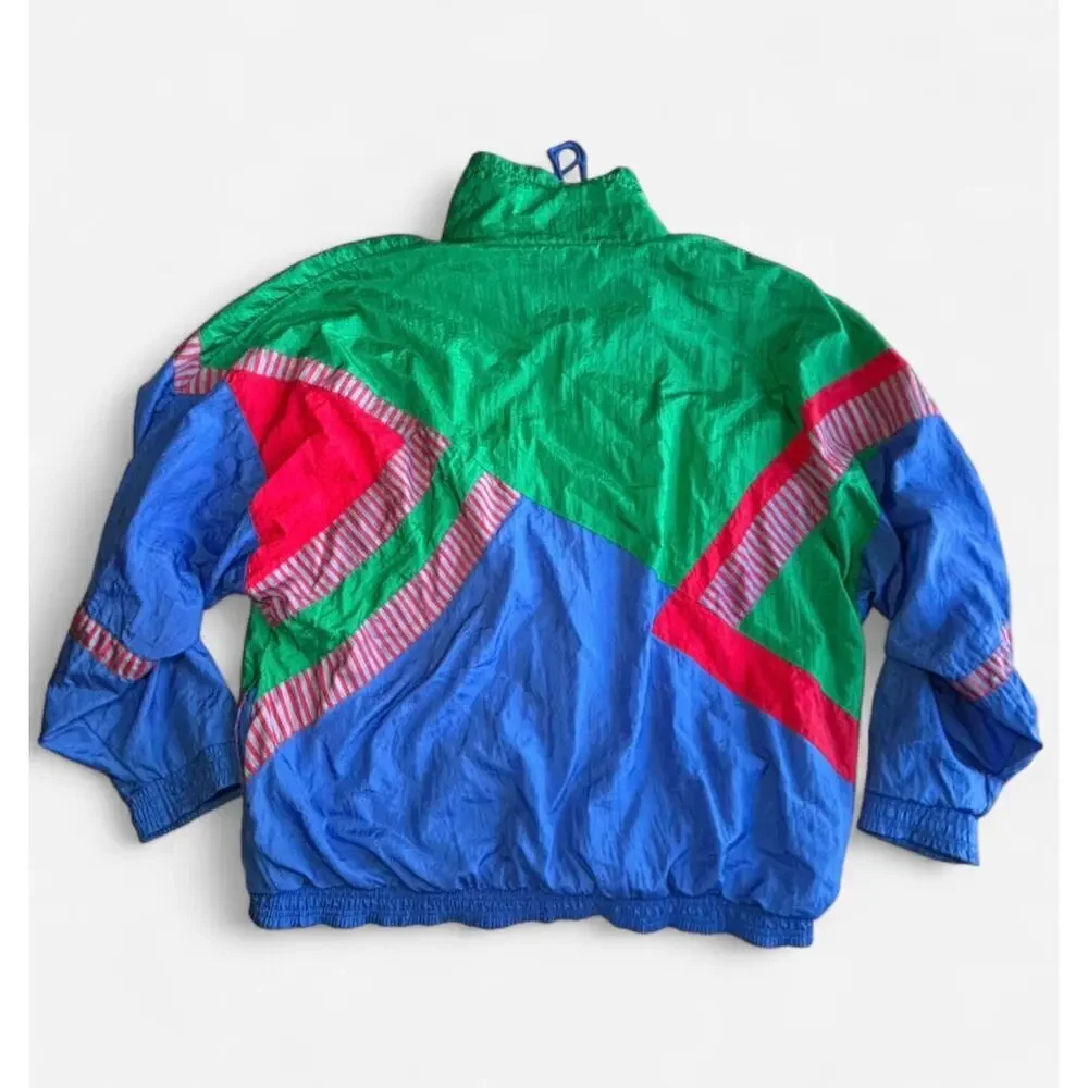 CASUAL ISLE Windbreaker XL Blue Colorblock Retro Lightweight